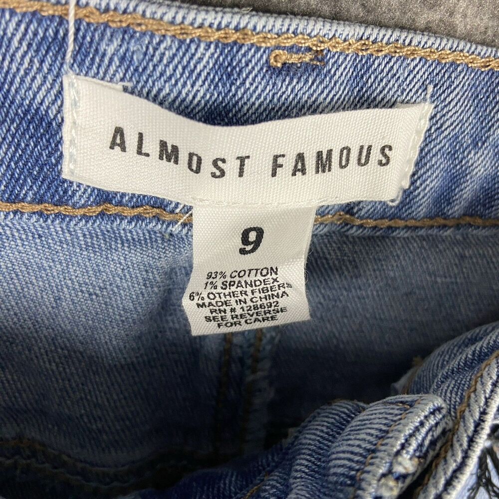 Almost Famous Cutoff Shorts Womens Juniors 9 High Rise Short Distressed Light - Picture 4 of 16